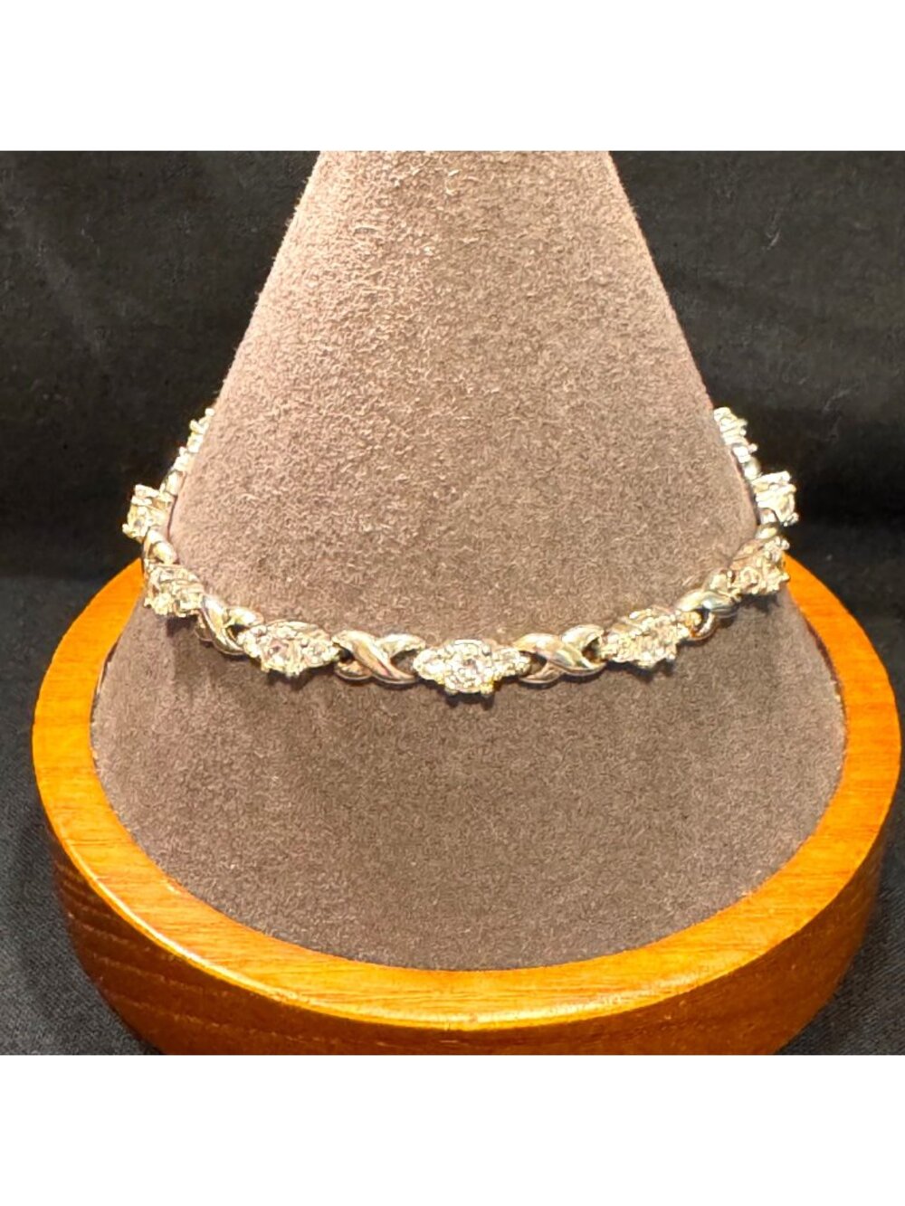VTG Sterling Silver 925 Cubic Zirconia Tennis Bracelet Size 7.5" Length